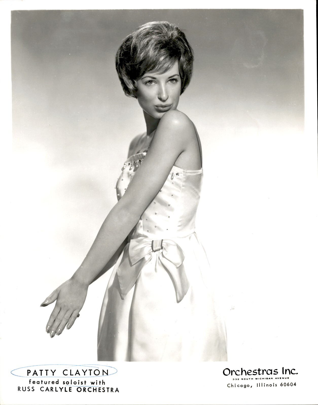 LG62 1964 Orig Photo PATTY CLAYTON Soloist with Russ Carlyle Orchestra Chicago LG62 1964 Orig Photo PATTY CLAYTON Soloist with Russ Carlyle Orchestra Chicago