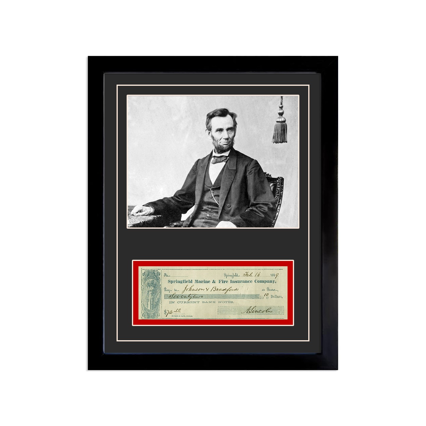 Abraham Lincoln Signed Cancelled Check Framed Display Abraham Lincoln Signed Cancelled Check Framed Display