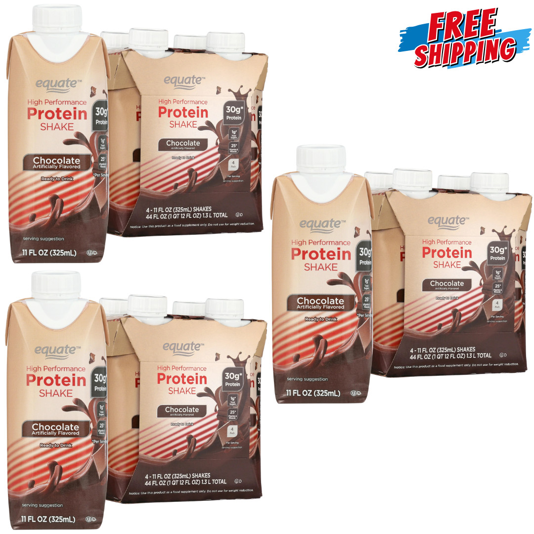 Equate High Performance Protein Drink, Chocolate Shake, 11 fl oz, 12 Count Equate High Performance Protein Drink, Chocolate Shake, 11 fl oz, 12 Count