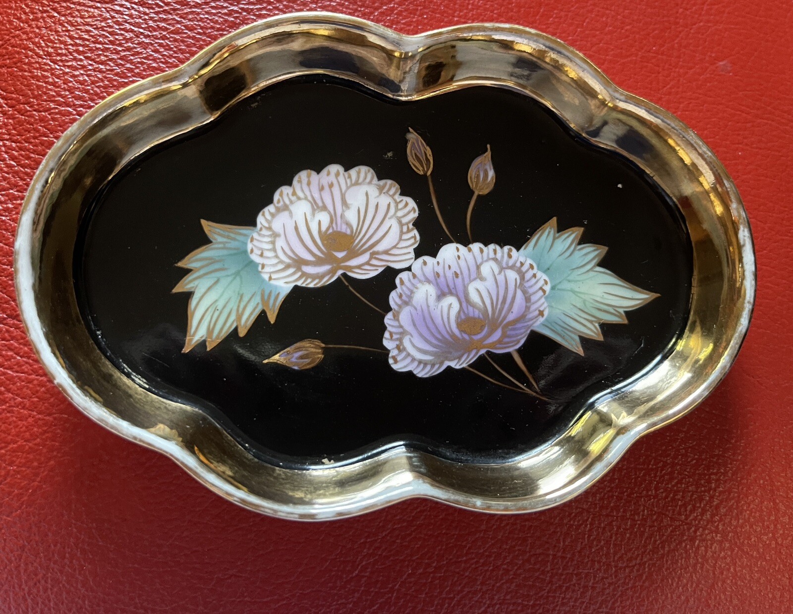 Hungary Bakos Eva Beautifully Hand Painted Porcelain Pin Trinket Tray Dish