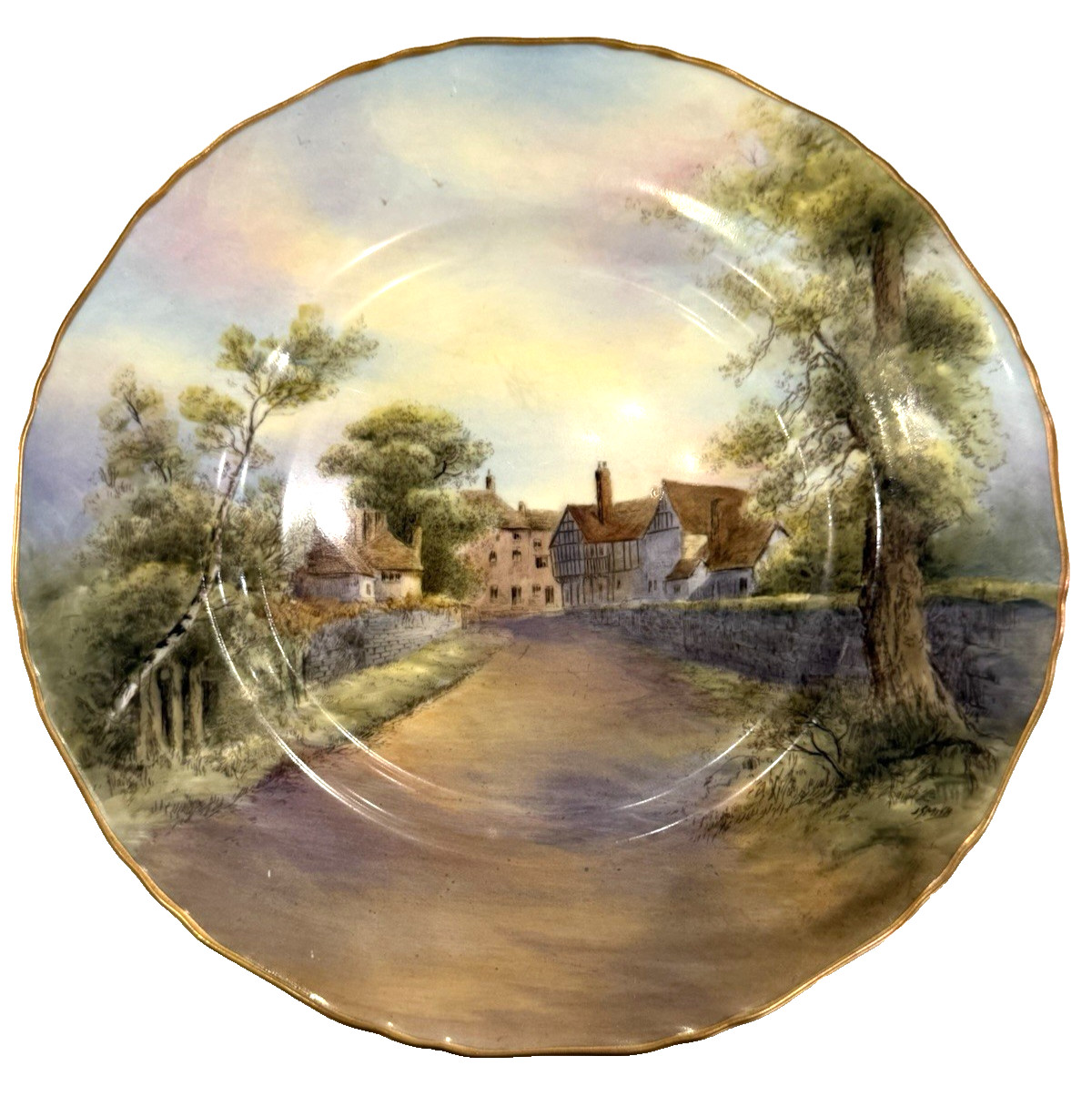 Pristine 1952 Royal Worcester Tewkesbury Plate Signed J. Smith 10.5 Pristine 1952 Royal Worcester Tewkesbury Plate Signed J. Smith 10.5