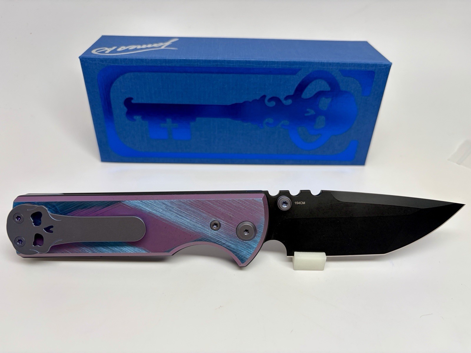 Chaves Knives N.T.A.K -Custom Titanium Scales & Hardware - Purple & Blue Argyle