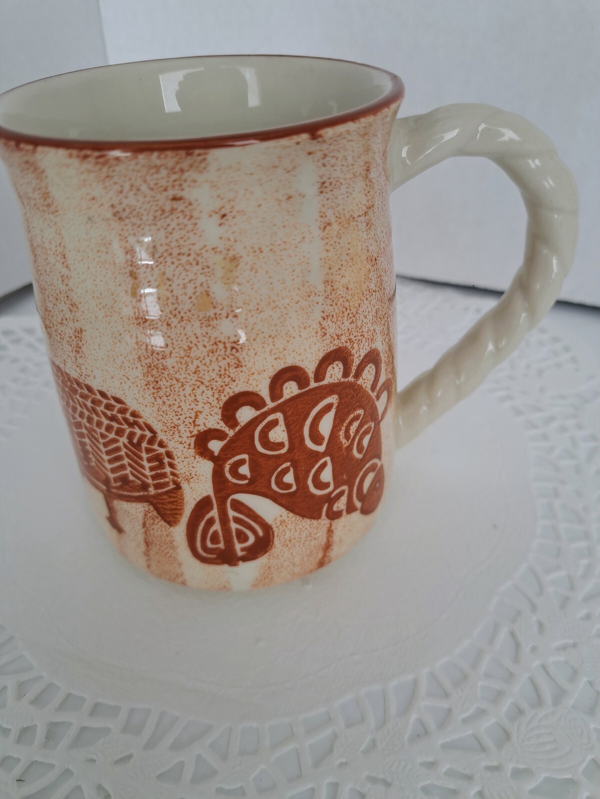 Sigma Samburu 4.5 in Tall Safari Coffee Mug Stoneware Folk Art Sigma Samburu 4.5 in Tall Safari Coffee Mug Stoneware Folk Art