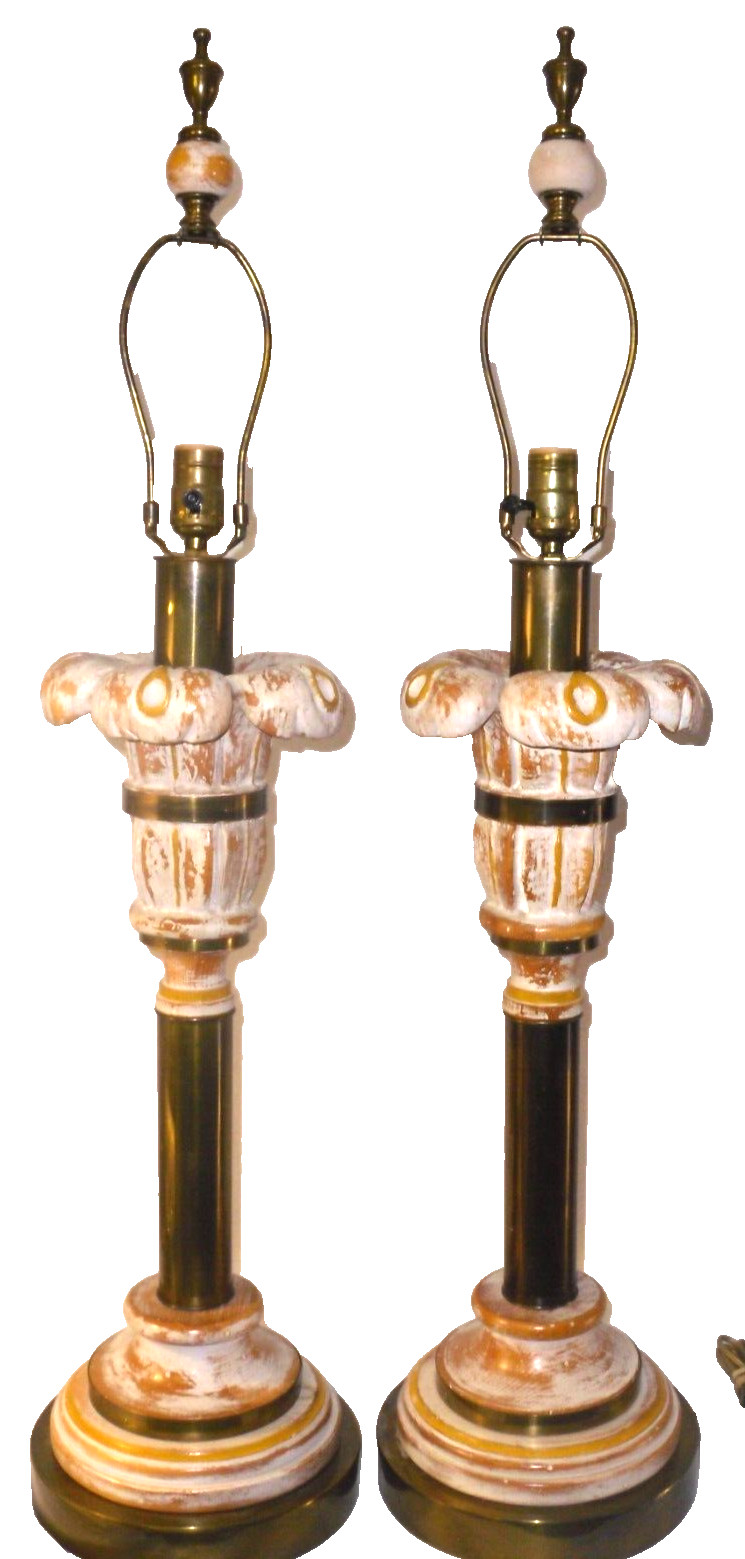 Vintage Mid Century Hart Associates Brass & Wood Palm Tree Table Lamps 39 Vintage Mid Century Hart Associates Brass & Wood Palm Tree Table Lamps 39