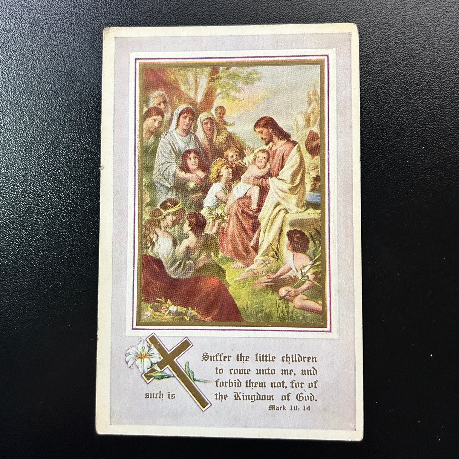 Vintage Whitney Made Postcard Jesus Blessing Children Religious Mark 10:14 Vintage Whitney Made Postcard Jesus Blessing Children Religious Mark 10:14