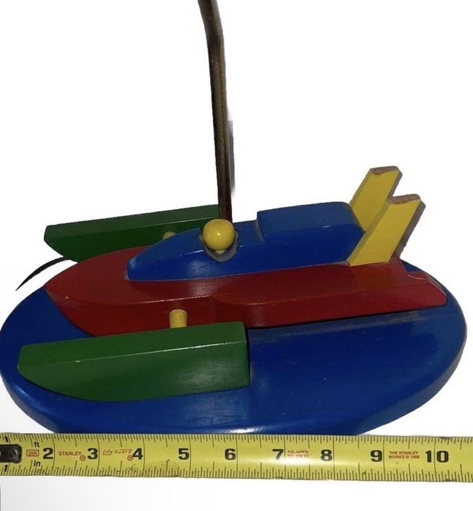 Cute Vintage Children\'s Colorful Bedroom Table Lamp Painted Wood Speedboat Cute Vintage Children\'s Colorful Bedroom Table Lamp Painted Wood Speedboat