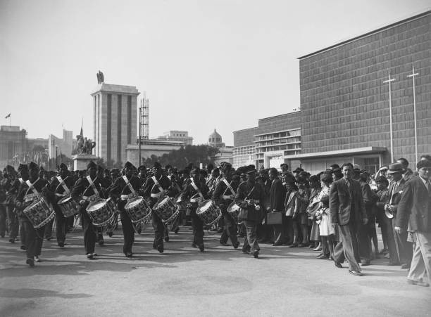 Belgian army band at the Universal Exhibition in Paris July 19 1937 Old Photo Belgian army band at the Universal Exhibition in Paris July 19 1937 Old Photo