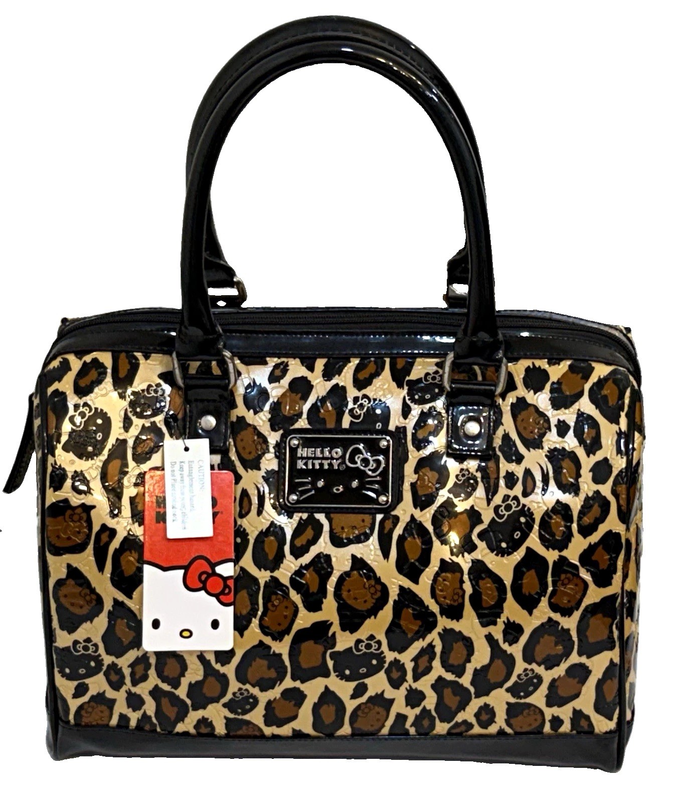 Loungefly x Sanrio Hello Kitty 2014 Leopard Patent Faux Leather Dome Satchel. Loungefly x Sanrio Hello Kitty 2014 Leopard Patent Faux Leather Dome Satchel.