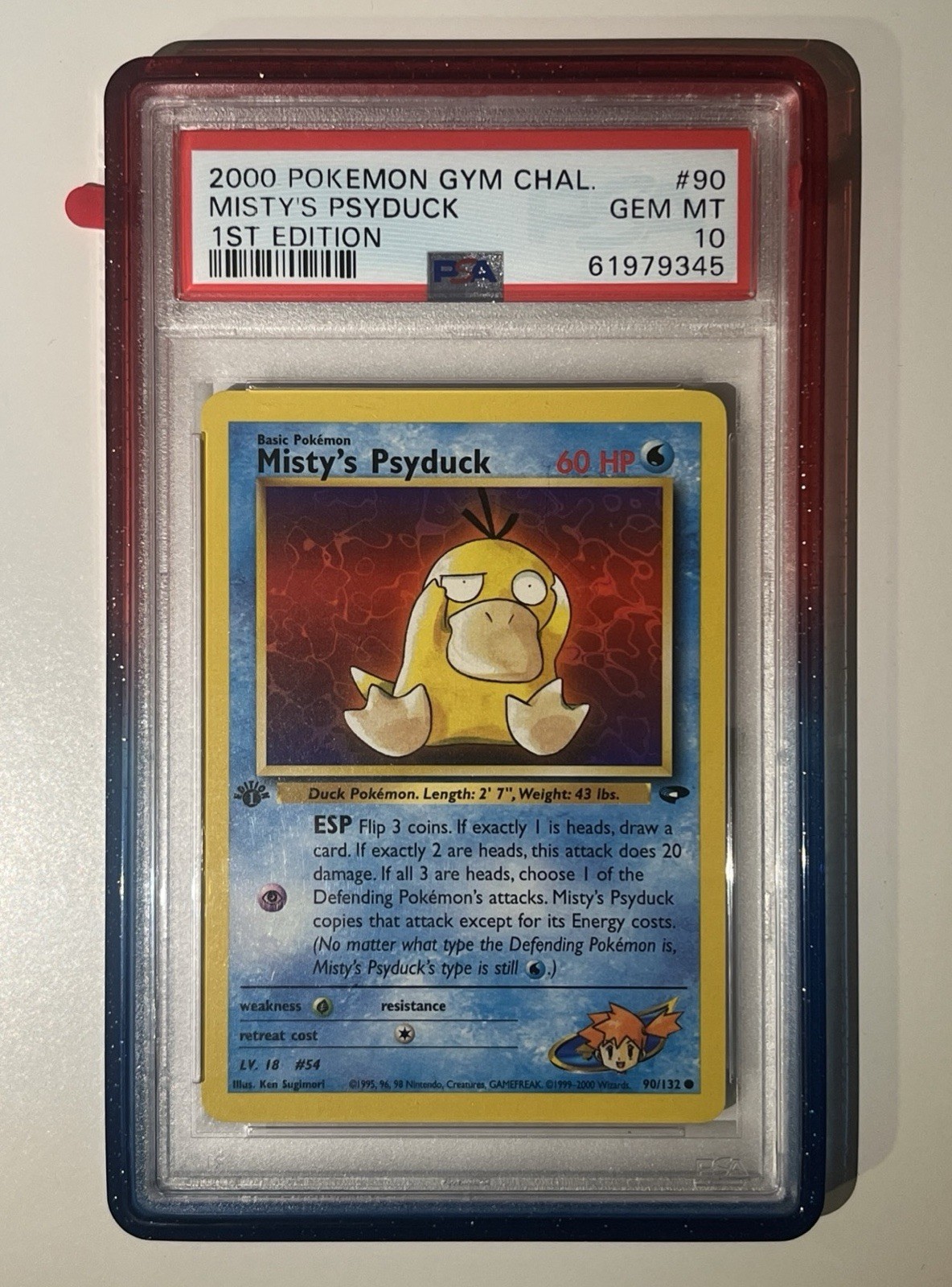 2000 Pokemon Gym Challenge 1ST EDITION #90/132 MISTY\'S PSYDUCK PSA 10 GEM MINT 2000 Pokemon Gym Challenge 1ST EDITION #90/132 MISTY\'S PSYDUCK PSA 10 GEM MINT