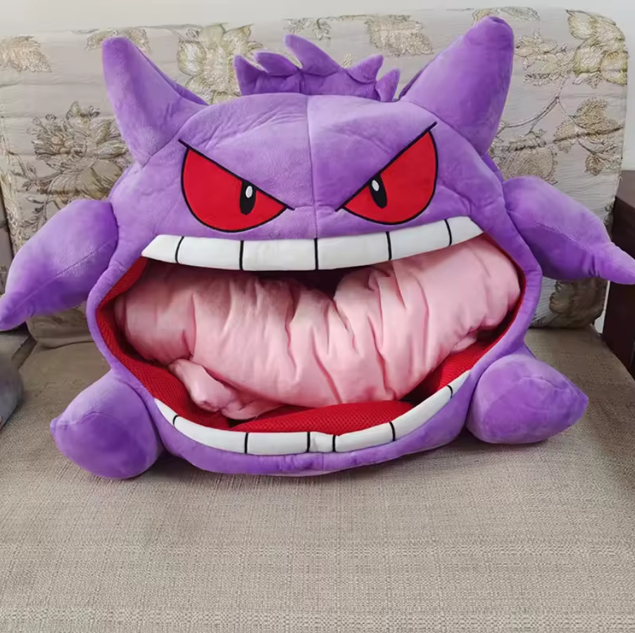 Gengar Kawaii Plush Pillow Dual Purpose Nap Blanket Anime Toy Perfect Gift