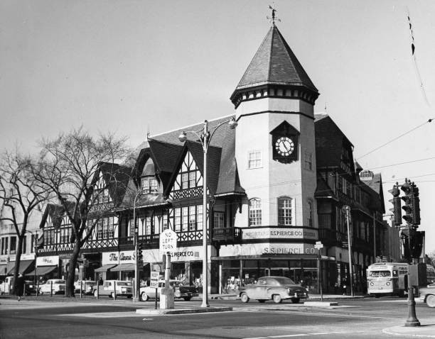 Coolidge Corner in Brookline Mass May 22 1957 Boston MA Historic Old Photo Coolidge Corner in Brookline Mass May 22 1957 Boston MA Historic Old Photo