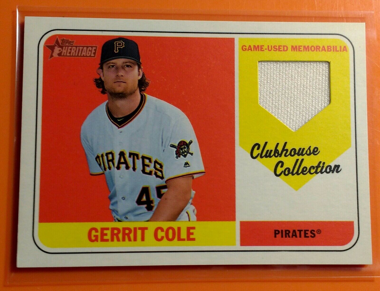 2018 Topps Clubhouse Collection Gerrit Cole Relic Card, Pirates, Yankees.