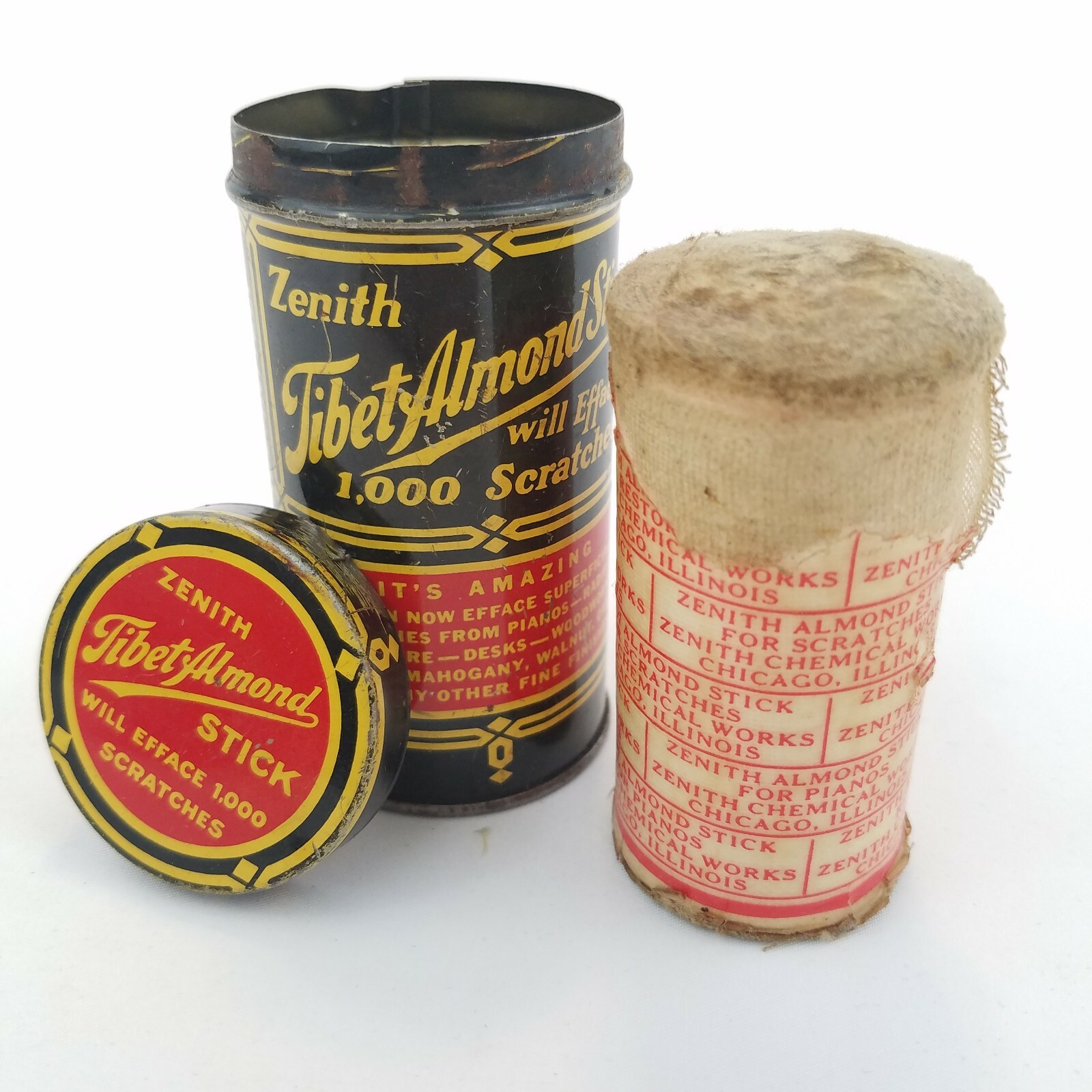 Zenith Tibet Almond Stick Furniture Radio Cabinet Scratch Remover Tin Vintage Zenith Tibet Almond Stick Furniture Radio Cabinet Scratch Remover Tin Vintage