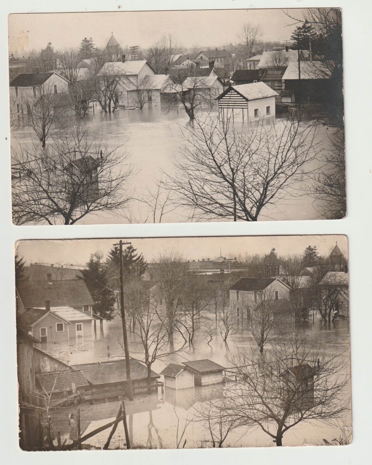 Vintage RPPC: SET OF 2 - FLOOD, HOMES UNDER WATER, MARKLE, INDIANA , MARCH 1913 Vintage RPPC: SET OF 2 - FLOOD, HOMES UNDER WATER, MARKLE, INDIANA , MARCH 1913
