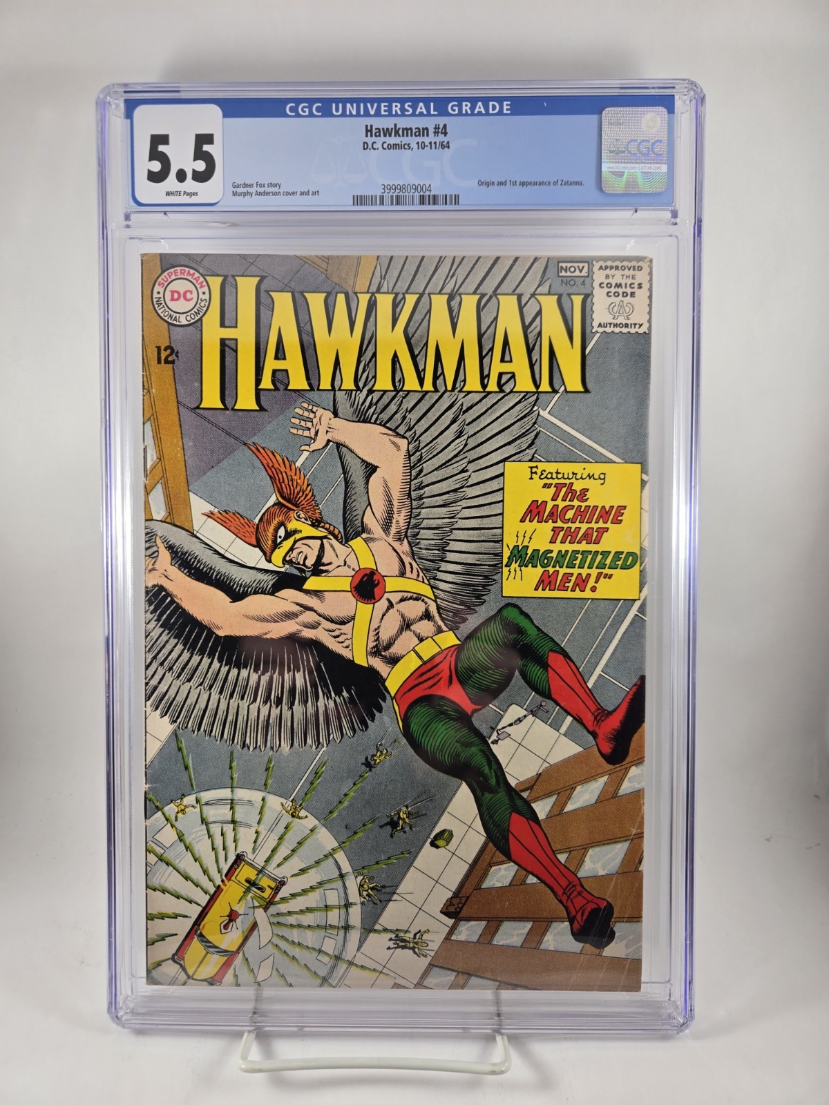 DC Comics Hawkman #4 (1964) CGC 5.5 Universal - 1st Appearance Of Zatanna DC Comics Hawkman #4 (1964) CGC 5.5 Universal - 1st Appearance Of Zatanna