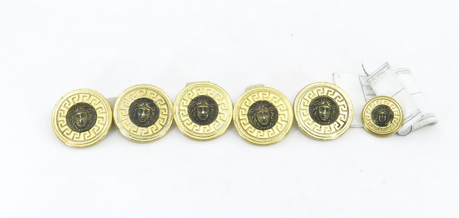 Vintage Versace Gianni Medusa Gold Buttons (5) Measuring 29mm & 1 Measuring 19mm Vintage Versace Gianni Medusa Gold Buttons (5) Measuring 29mm & 1 Measuring 19mm