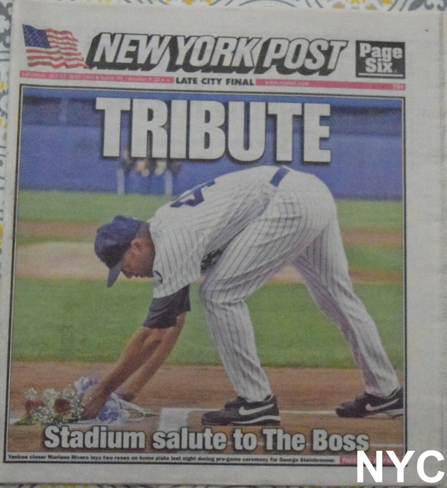 Mariano Rivera Tribute To George Steinbrenner New York Post July 17 2010
