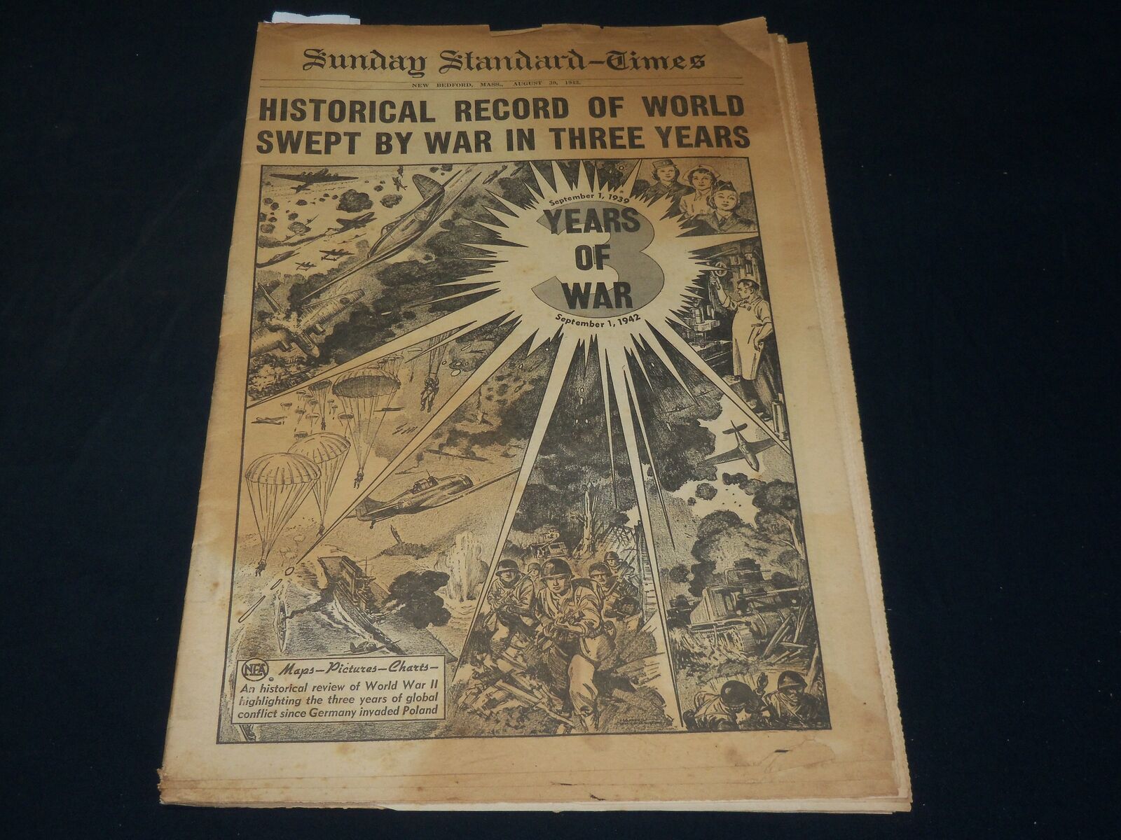1942 AUGUST 30 STANDARD-TIMES SUNDAY NEWSPAPER - NEW BEDFORD, MASS - NP 4948