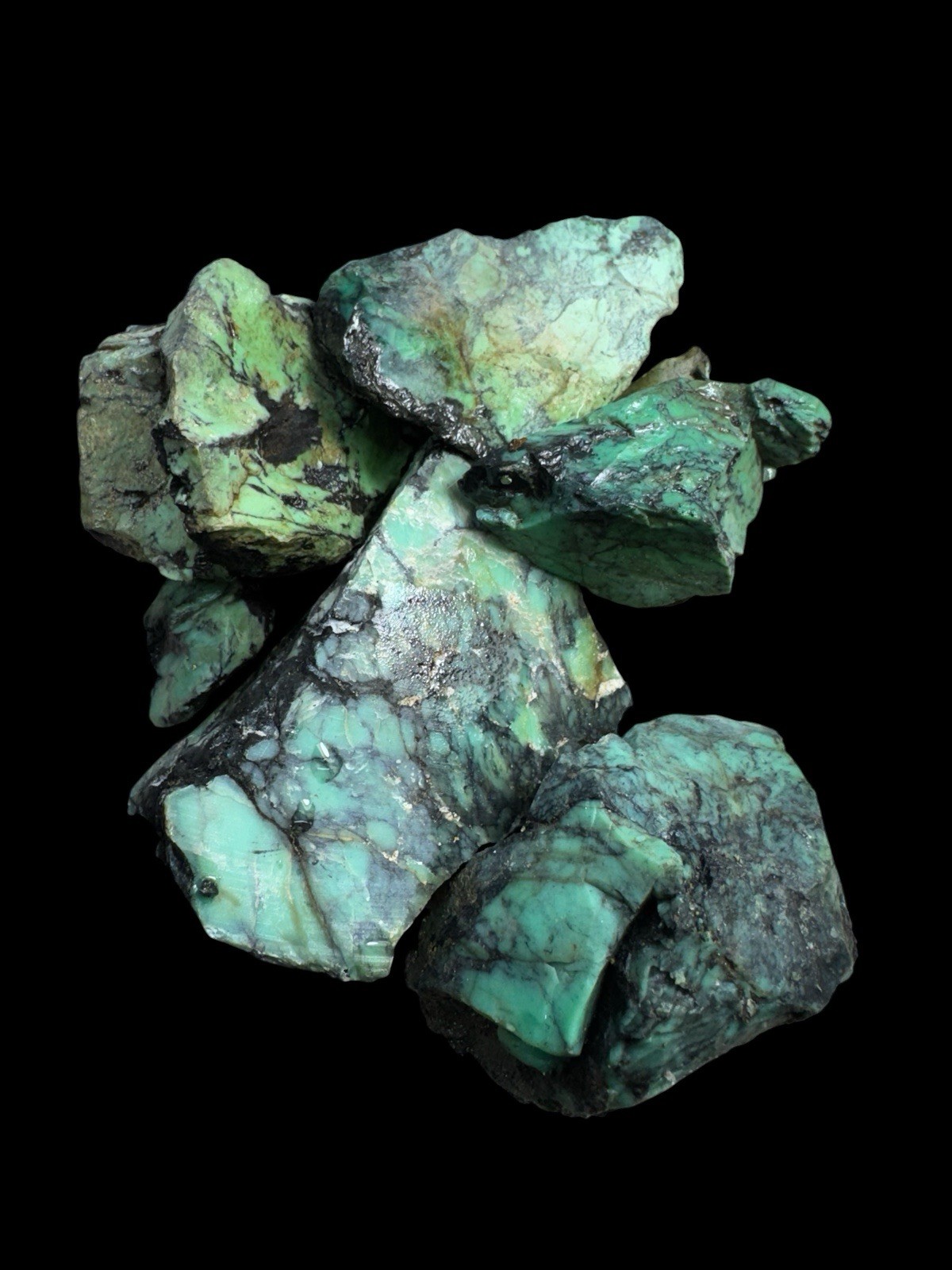Natural Emerald Rose Variscite Solid Good Quality Green with Black matrix Natural Emerald Rose Variscite Solid Good Quality Green with Black matrix