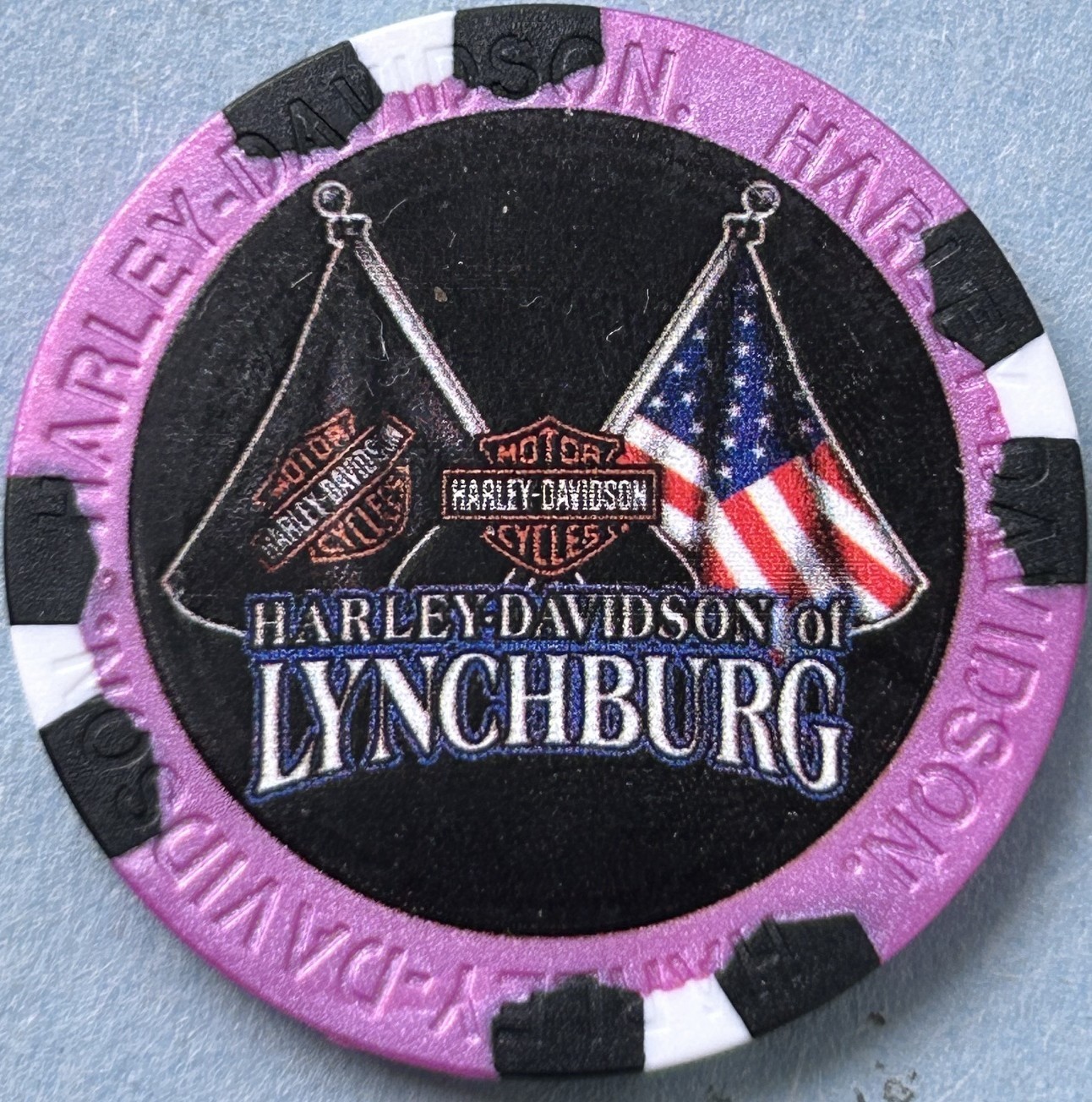 Harley Davidson Wide Print Poker Chip from HD of Lynchburg in Lynchburg Virginia Harley Davidson Wide Print Poker Chip from HD of Lynchburg in Lynchburg Virginia
