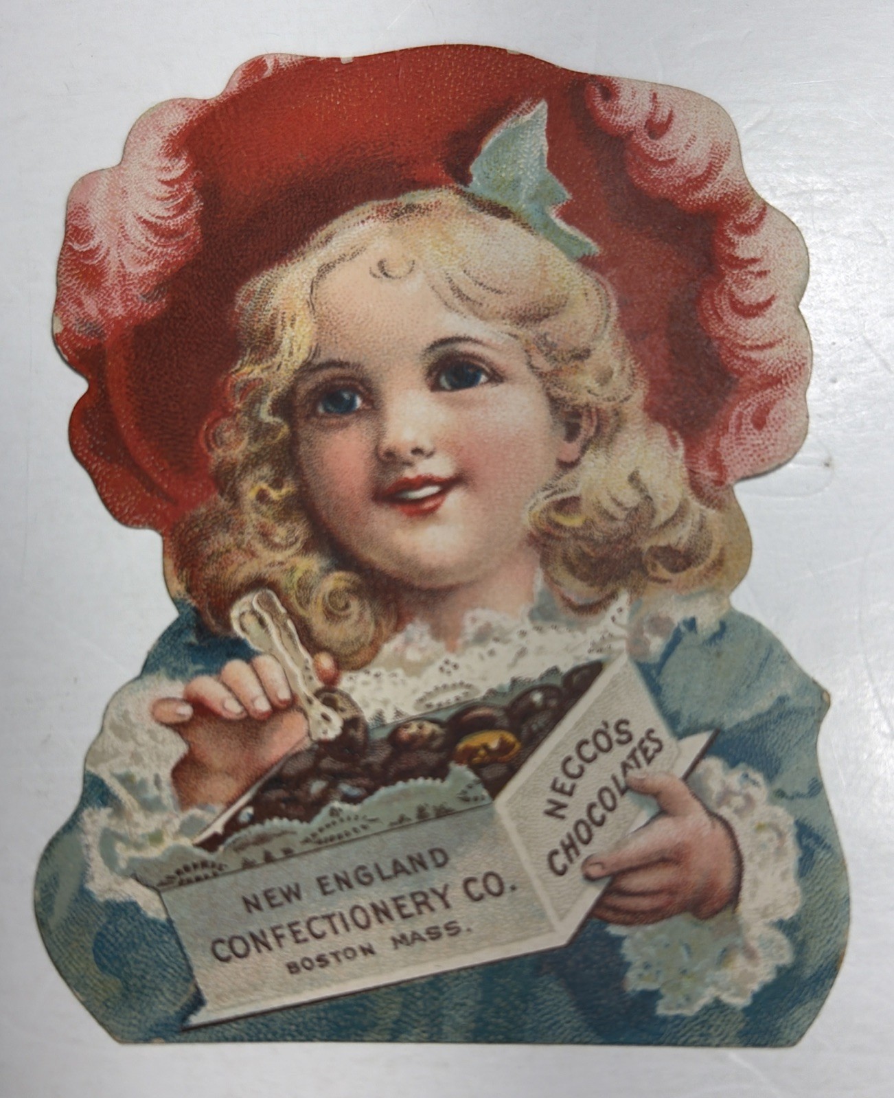 Necco’s Chocolate Candy Die Cut Trade Card 1890’s Great Graphics Boston Necco’s Chocolate Candy Die Cut Trade Card 1890’s Great Graphics Boston