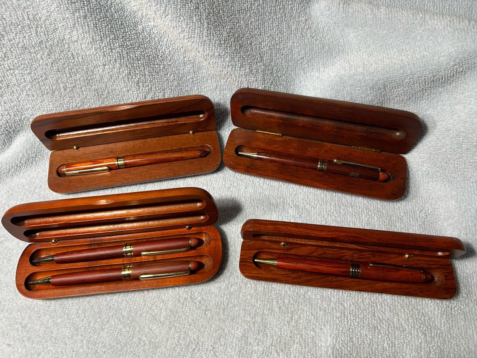 Vintage Wooden Ballpoint Pen and Pencil Sets with Wooden Cases Lot of 4 Pen Sets Vintage Wooden Ballpoint Pen and Pencil Sets with Wooden Cases Lot of 4 Pen Sets