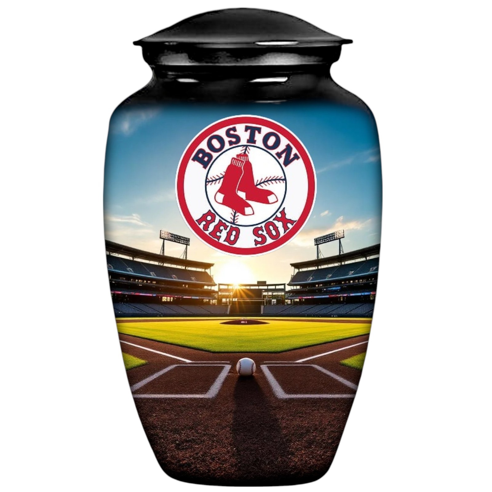 Boston Red Sox Baseball Style Cremation Black Urn Adult Human Ashes Urns w/Bag Boston Red Sox Baseball Style Cremation Black Urn Adult Human Ashes Urns w/Bag