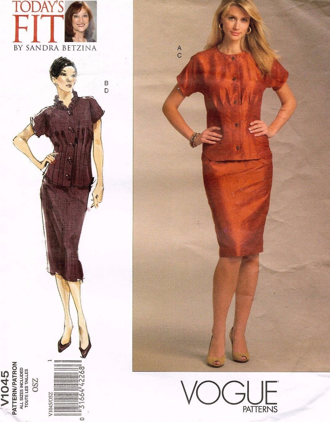 VOGUE Misses' Top and Skirt Sandra Betzina Pattern V1045 Bust 32-55 UNCUT VOGUE Misses' Top and Skirt Sandra Betzina Pattern V1045 Bust 32-55 UNCUT
