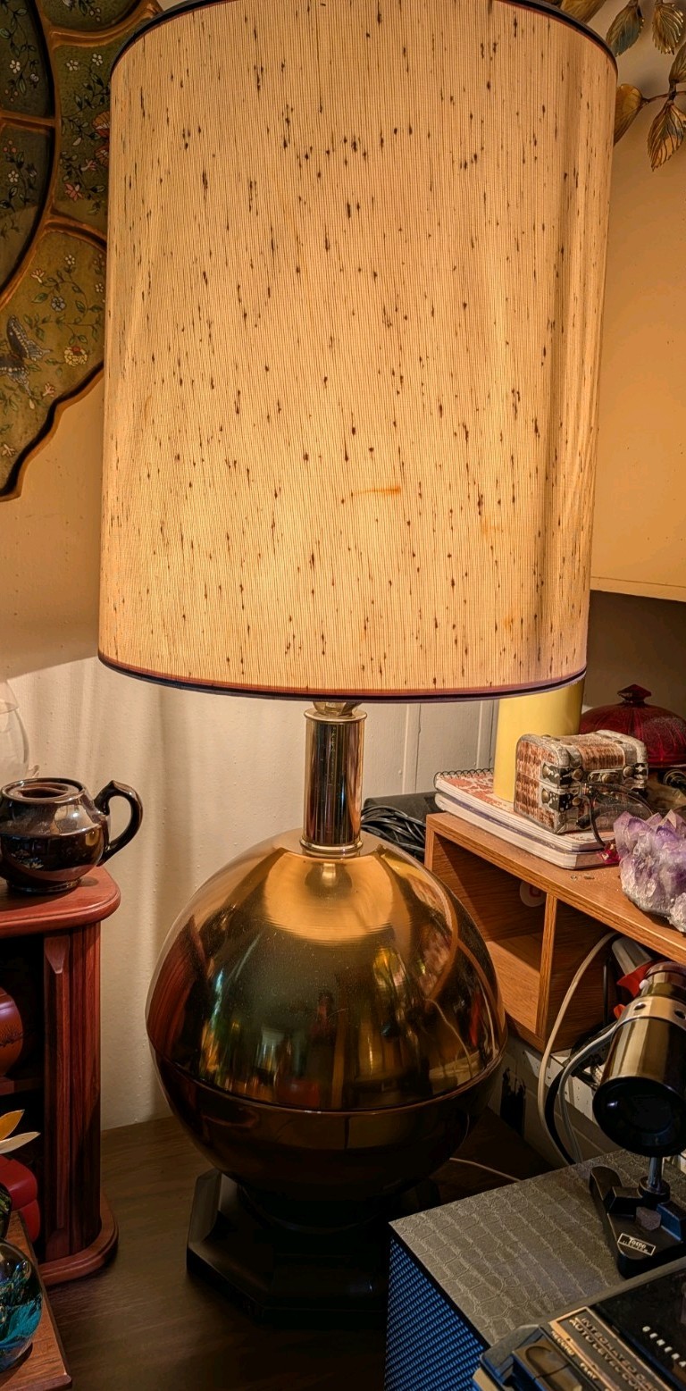 Very Rare Mid-Century Vintage Large Brass Orb Lamp Atomic Space Age Very Rare Mid-Century Vintage Large Brass Orb Lamp Atomic Space Age