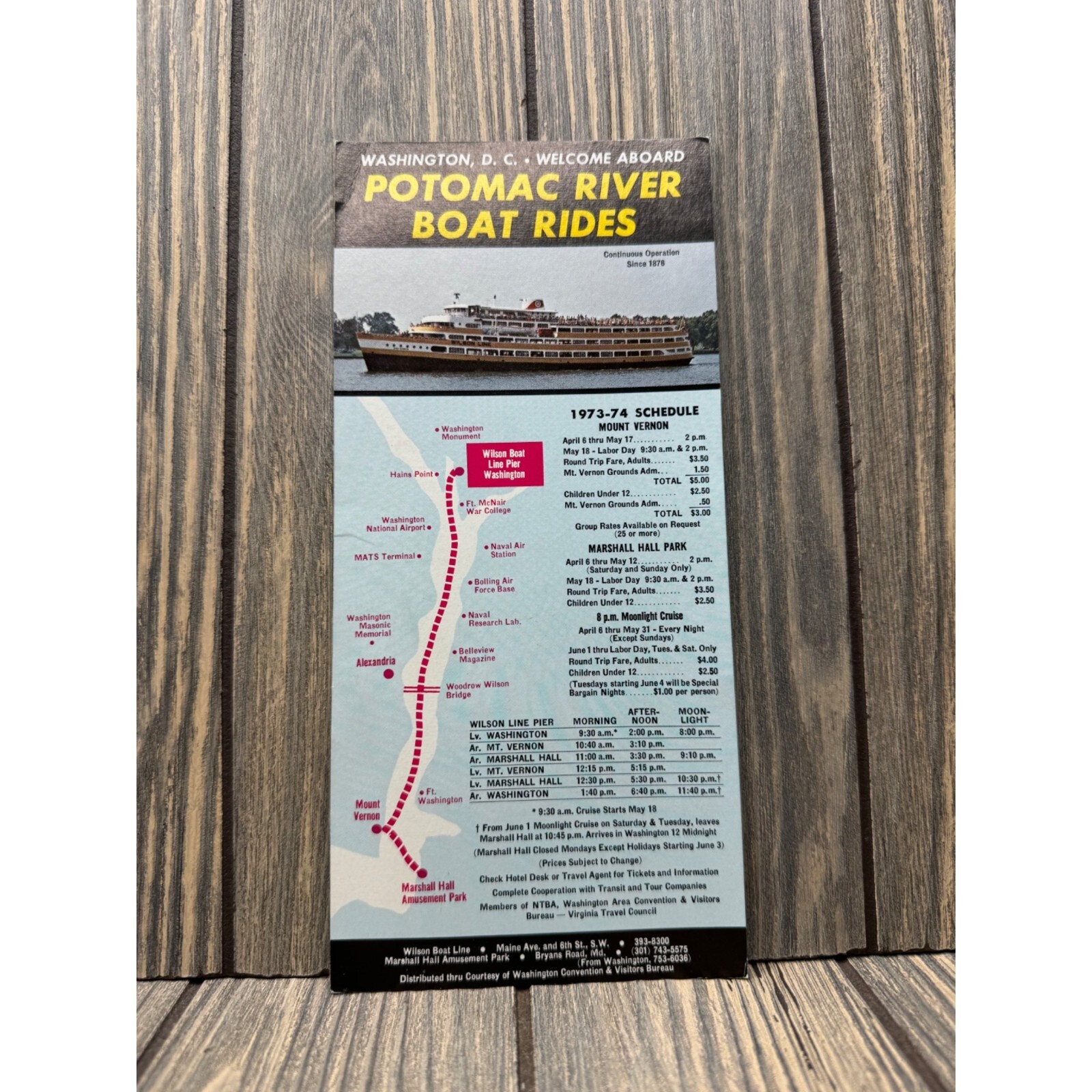 Vintage 1957 Quality Courts Motel Pamphlet & 1973-74 Potomac River Boat Rides Br