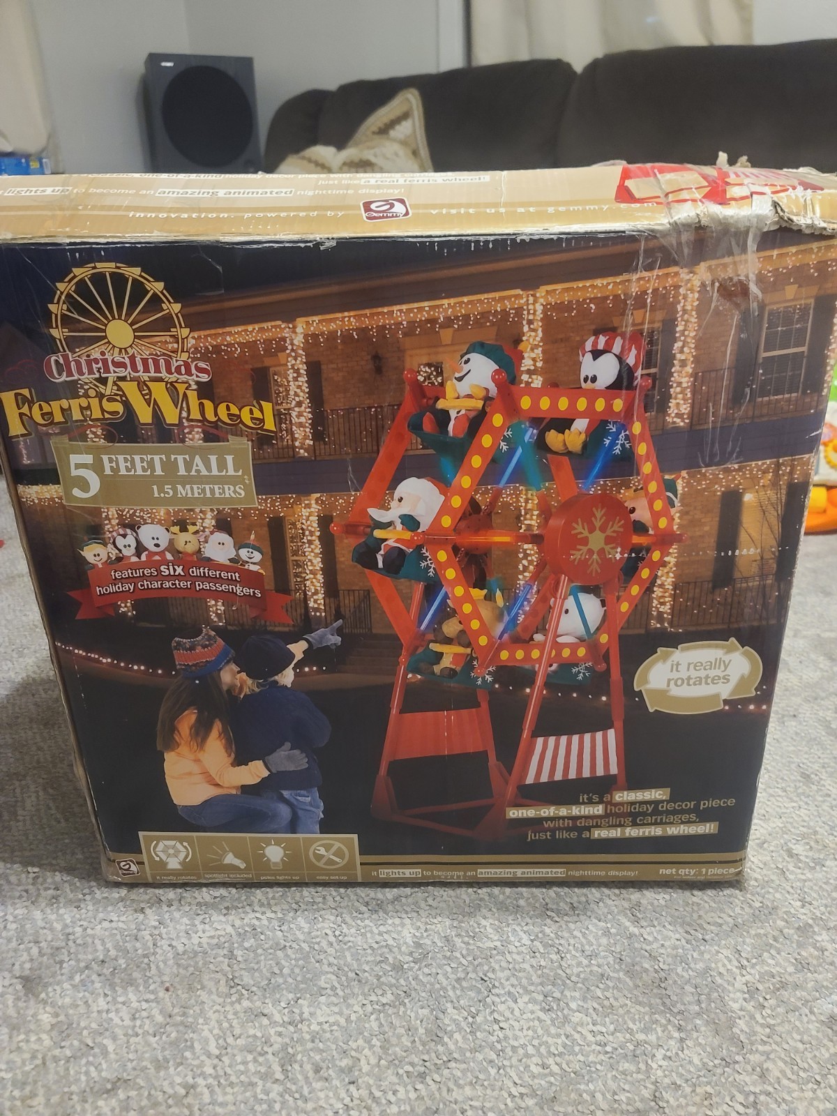 RARE GEMMY 2007 CHRISTMAS FERRIS WHEEL 5 Ft 6 CHARACTER SWING RARE GEMMY 2007 CHRISTMAS FERRIS WHEEL 5 Ft 6 CHARACTER SWING