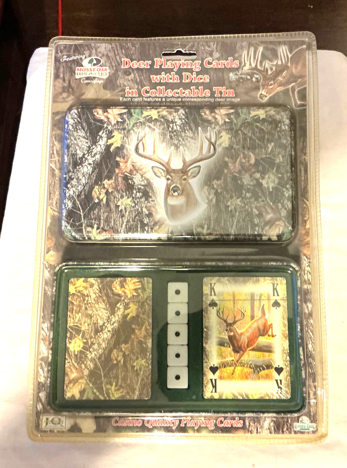 Rivers Edge Mossy Oak Deer Playing Cards W/ Dice In Collectible Tin Box NEW