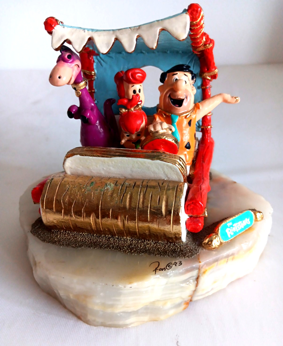 Ron Lee The Flintstones Fred Wilma Pebbles Sculpture 1993 Signed #1077/2750 Ron Lee The Flintstones Fred Wilma Pebbles Sculpture 1993 Signed #1077/2750