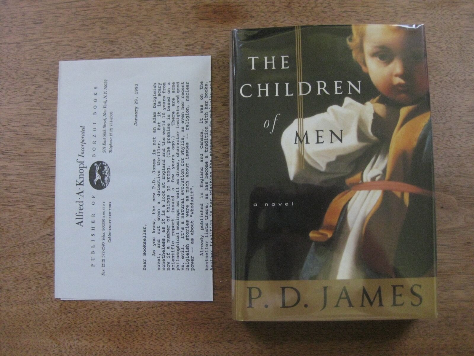 SIGNED - THE CHILDREN OF MEN by P.D. James -1st/1st HCDJ 1993 review copy film