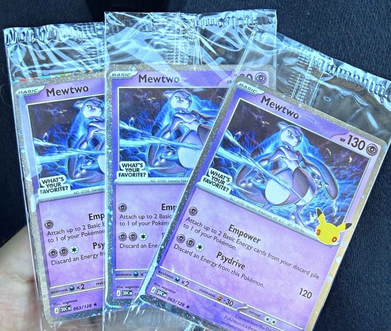 Pokemon Mewtwo promo card 063/128 Holo Classic lot of 3 Pokemon Mewtwo promo card 063/128 Holo Classic lot of 3