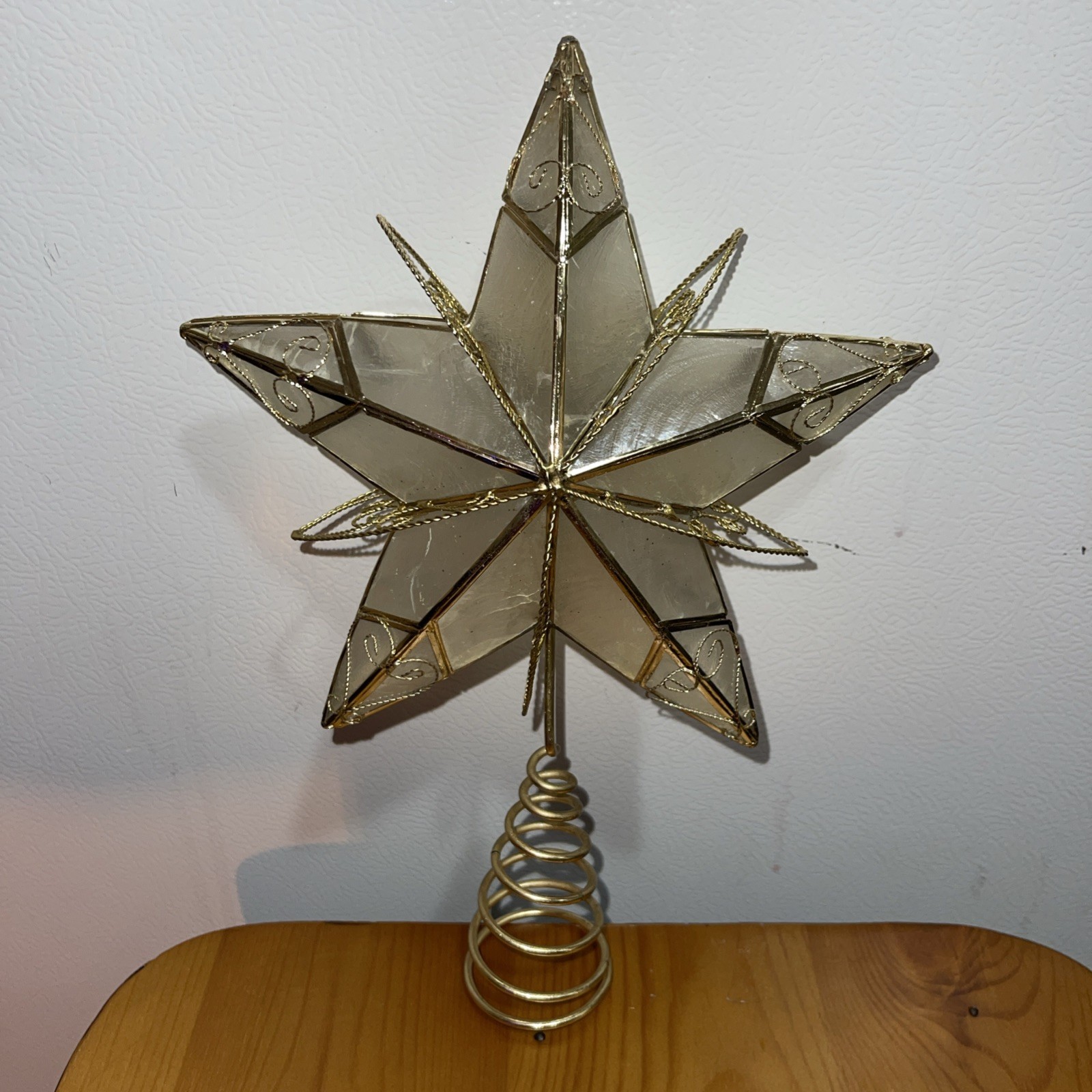 Stunning Vtg. Gold 8”Christmas Star Tree Topper Ornament Shell Philippines Stunning Vtg. Gold 8”Christmas Star Tree Topper Ornament Shell Philippines