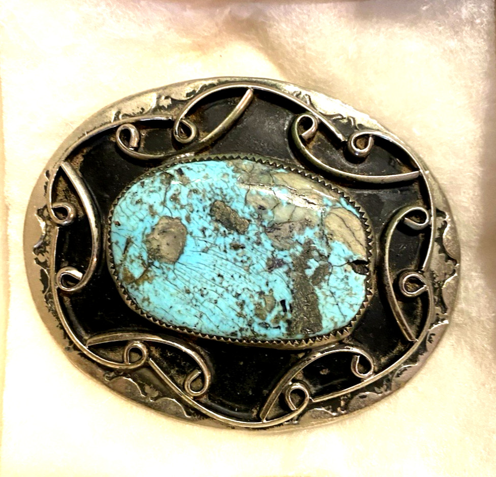 Vtg Western Belt Buckle Turquoise Stone Silver Tone Polished Handcrafted 3” Vtg Western Belt Buckle Turquoise Stone Silver Tone Polished Handcrafted 3”