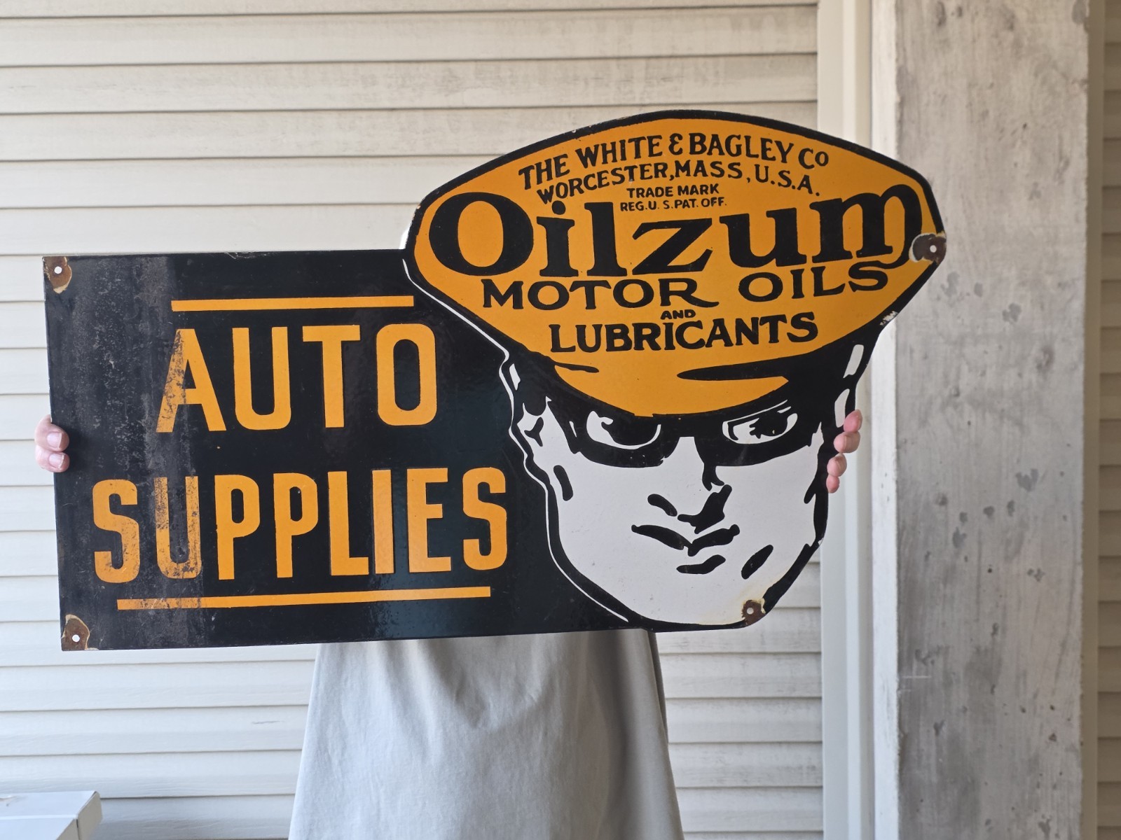 HUGE VINTAGE OILZUM MOTOR OILS AUTO SUPPLIES PORCELAIN SIGN 30 HUGE VINTAGE OILZUM MOTOR OILS AUTO SUPPLIES PORCELAIN SIGN 30