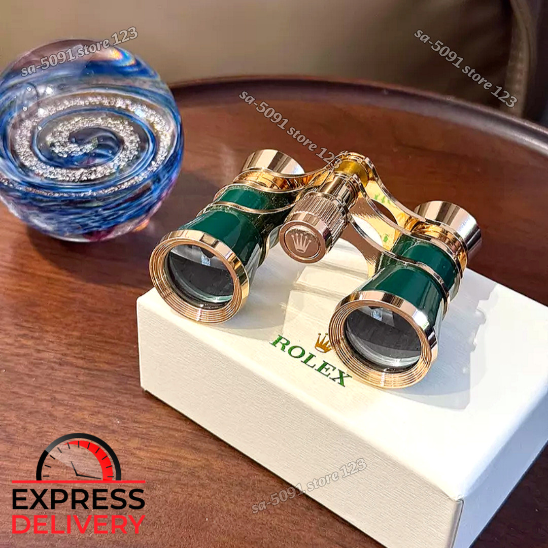 🔥 Rolex Green Lacquer Opera Binoculars Gold Rare Luxury Collectible
