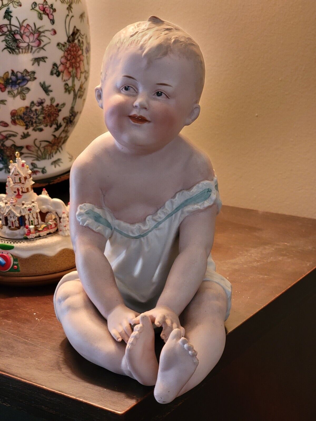Antique  Large Gebruder Heubach Bisque Porcelain Piano Baby