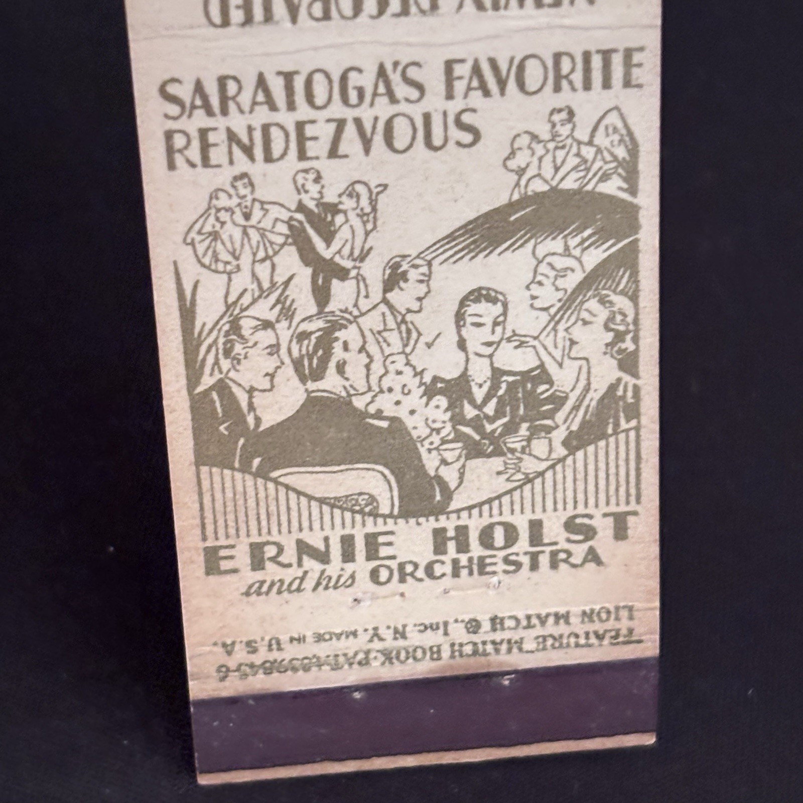 1930s Matchbook Cover Ernie Holst Orchestra NY Arrowhead Inn Saratoga