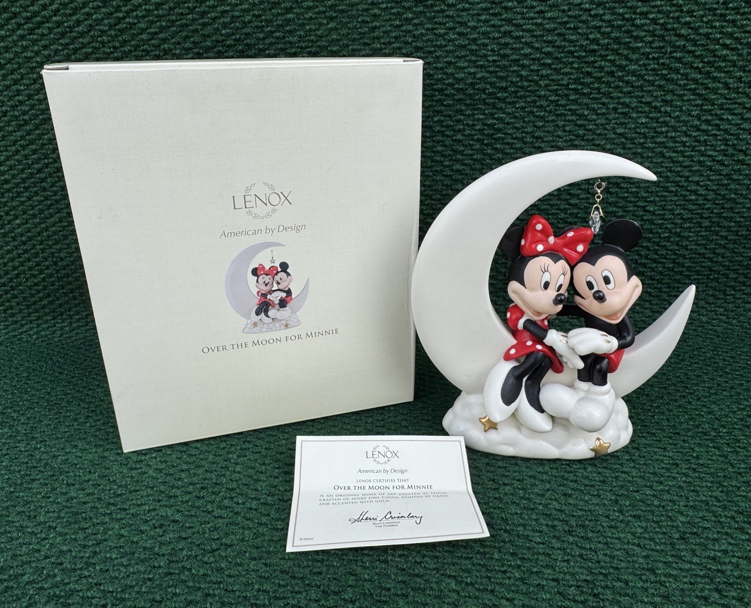Lenox Disney Mickey Over The Moon For Minnie 24k Gold Figurine Box & COA