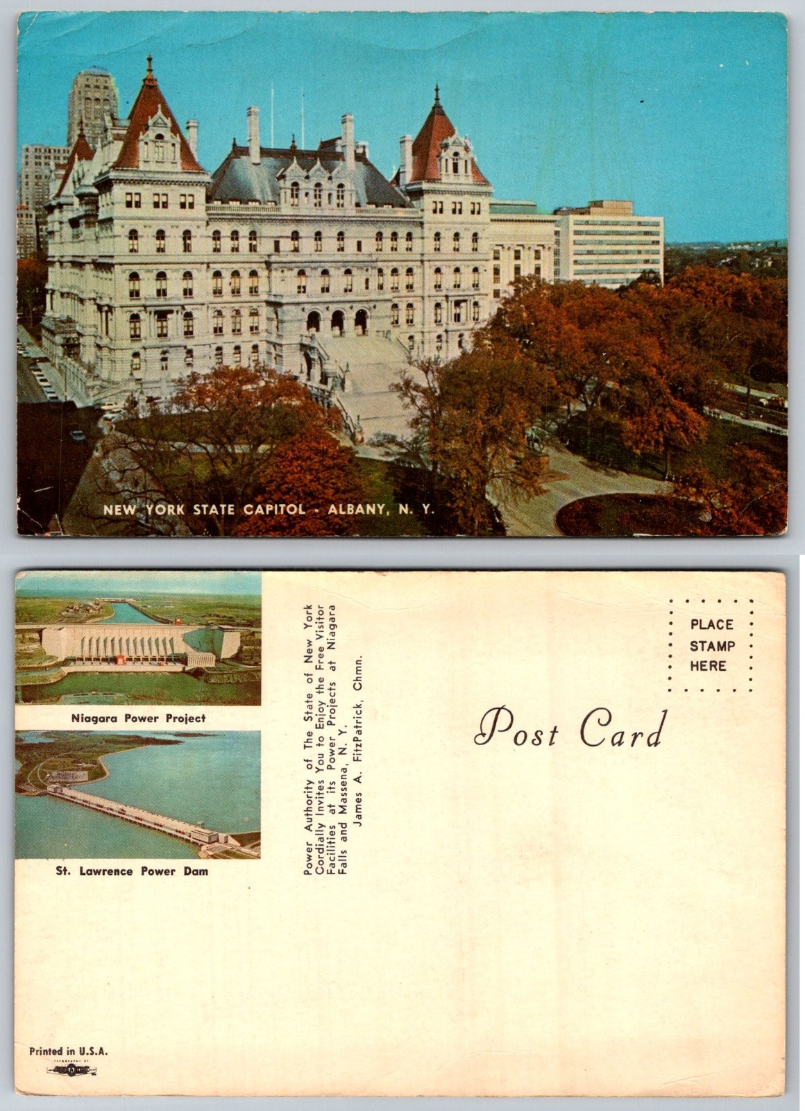 Continental New York State Capitol Albany Niagara St Lawrence Power Postcard