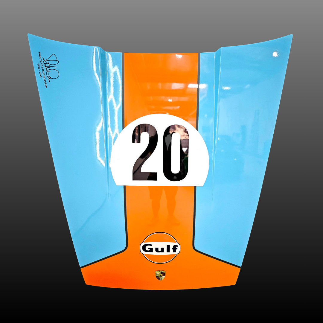 Genuine Porsche 911 Display Hood Wall Art Blue & Orange 70s Racing Livery #20