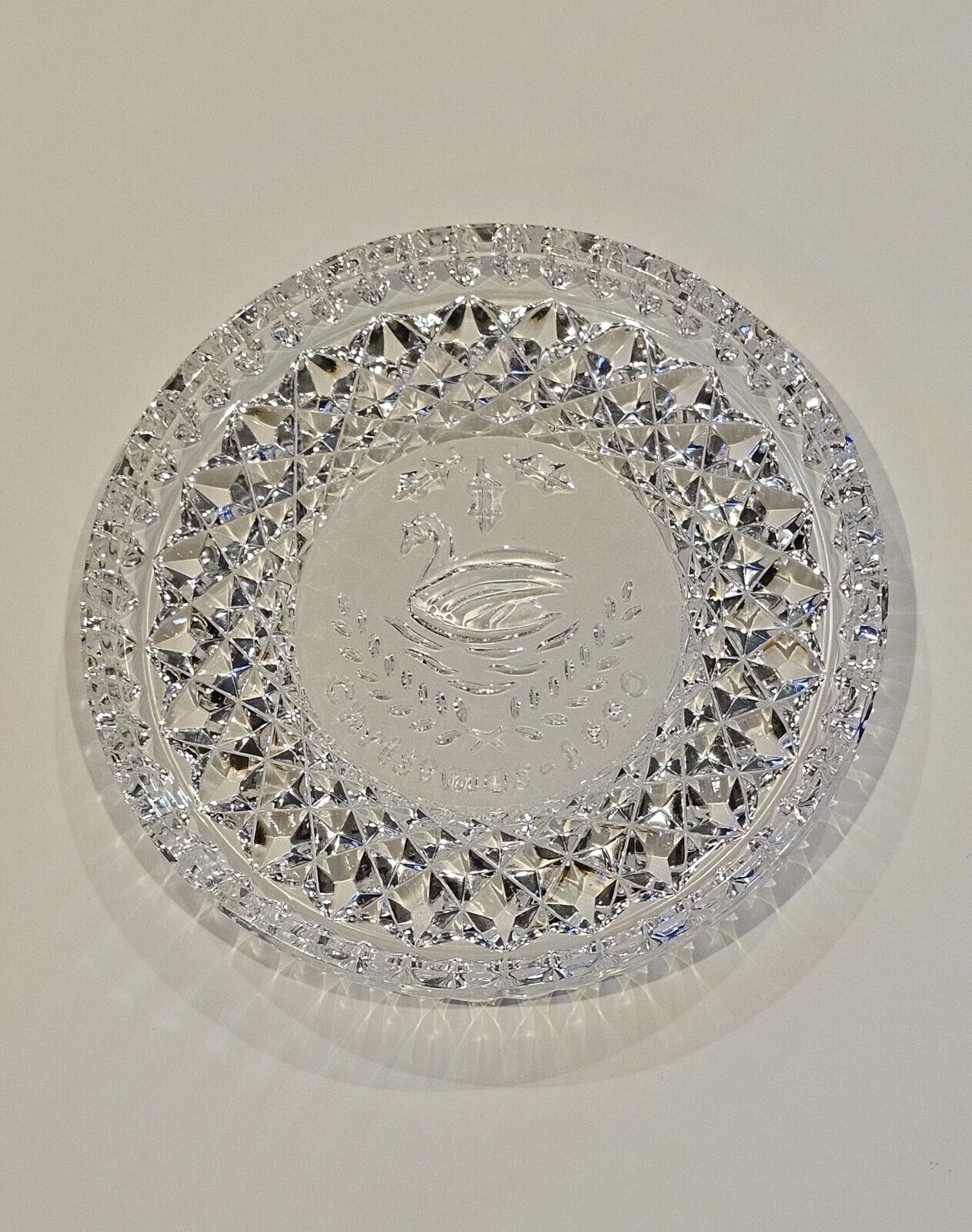 Vintage 1990 Waterford Crystal Plate 12 Days of Christmas Swans A Swimming 8”