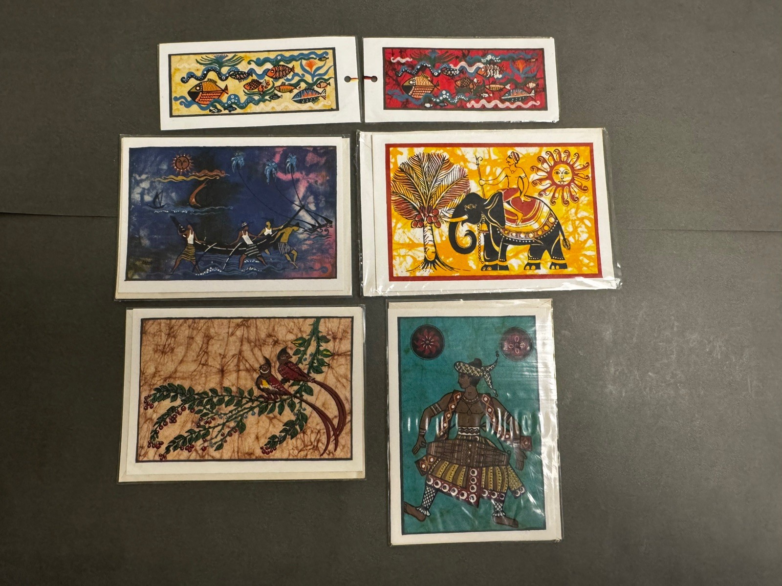 Vintage Handmade Sri Lanka Batik Greeting Cards & Bookmarks Lot of 6 Kapila Vintage Handmade Sri Lanka Batik Greeting Cards & Bookmarks Lot of 6 Kapila