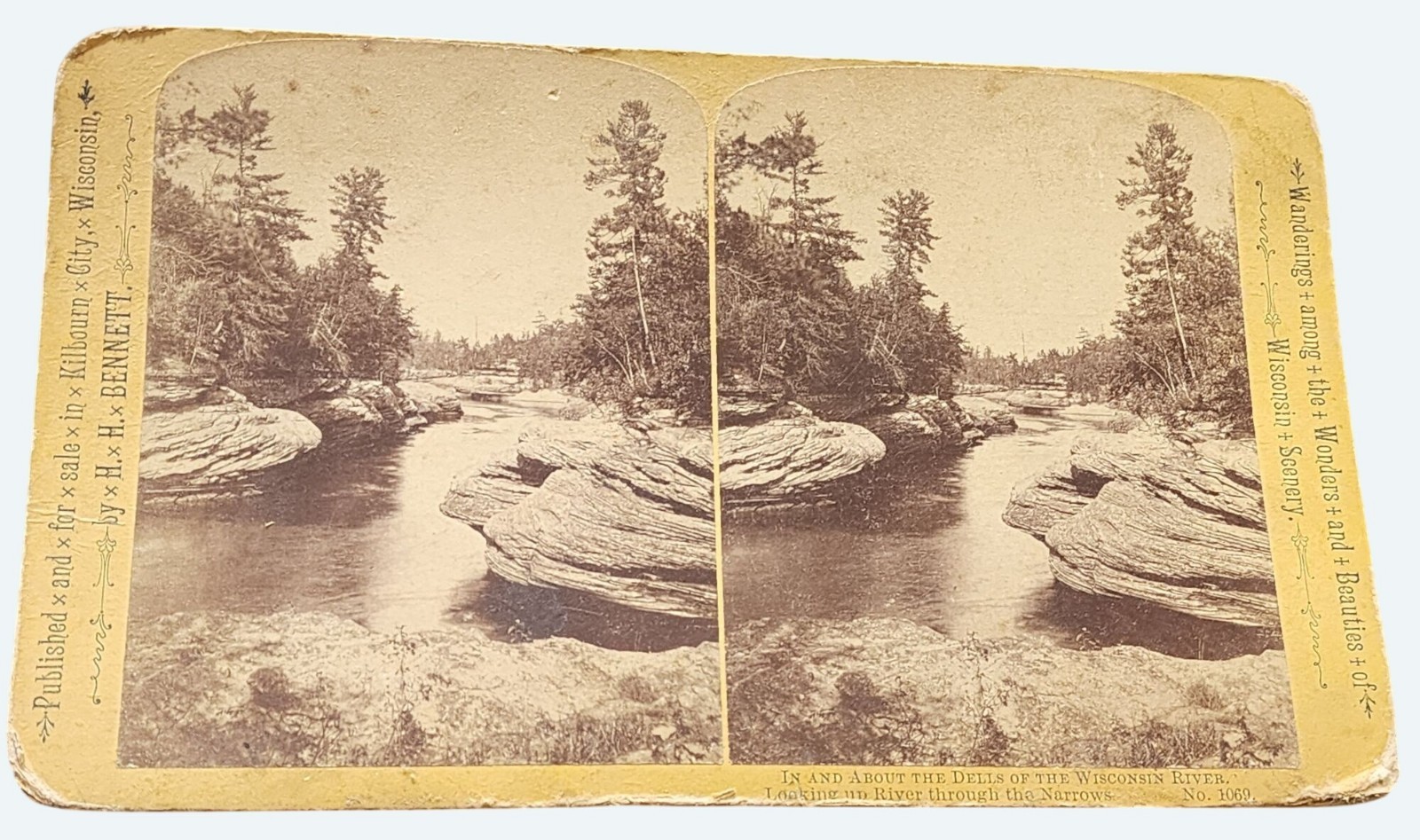 Antique Stereoview Cabinet Card Wisconsin Dells River narrows H.H. Bennett Antique Stereoview Cabinet Card Wisconsin Dells River narrows H.H. Bennett