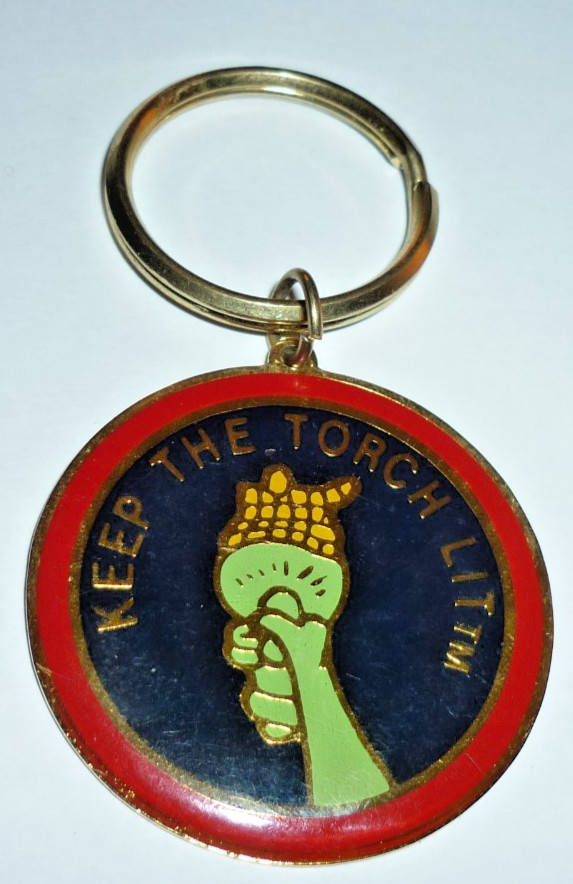 Vintage 1984 Statue Liberty Keychain Keep The Torch Lit Centennial Restoration