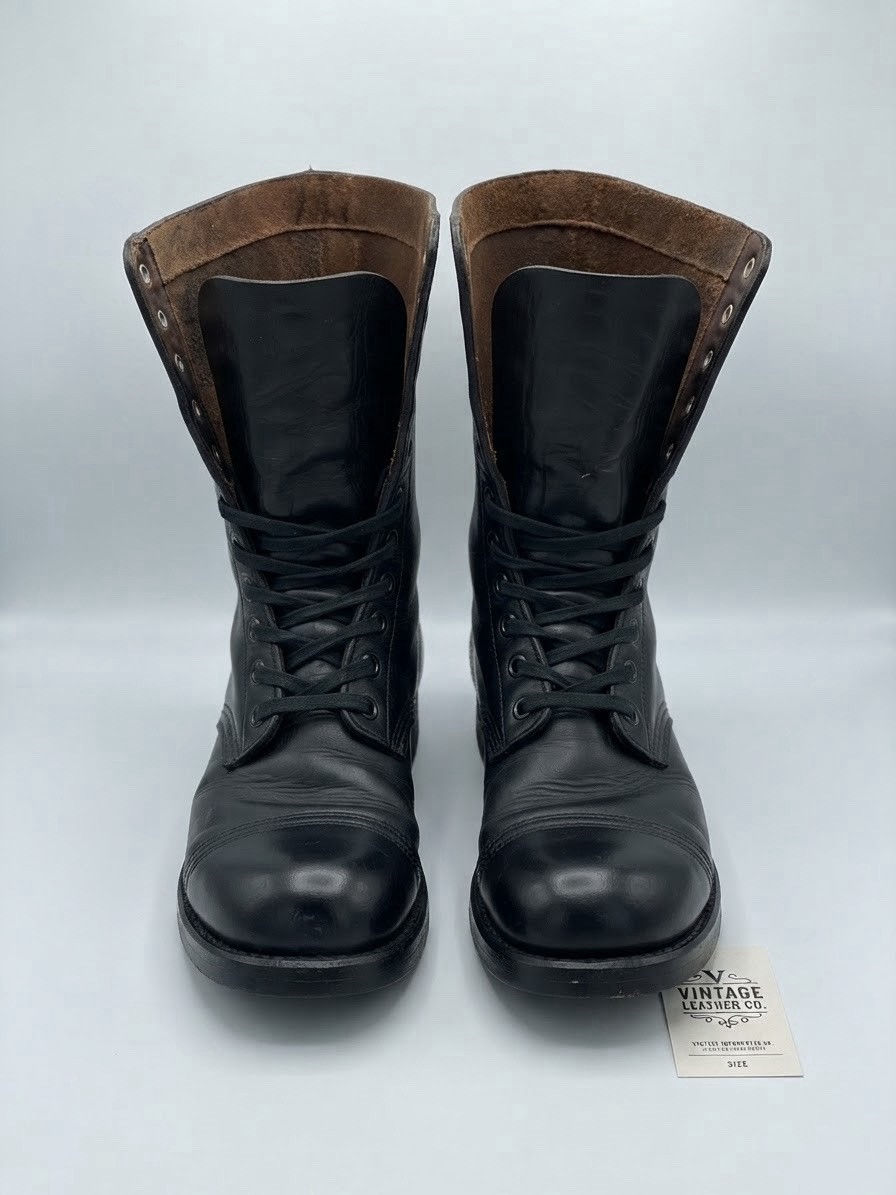 Vintage 1950s/60s US Military Cap Toe Service Boots Black Leather Size 10.5 R Vintage 1950s/60s US Military Cap Toe Service Boots Black Leather Size 10.5 R