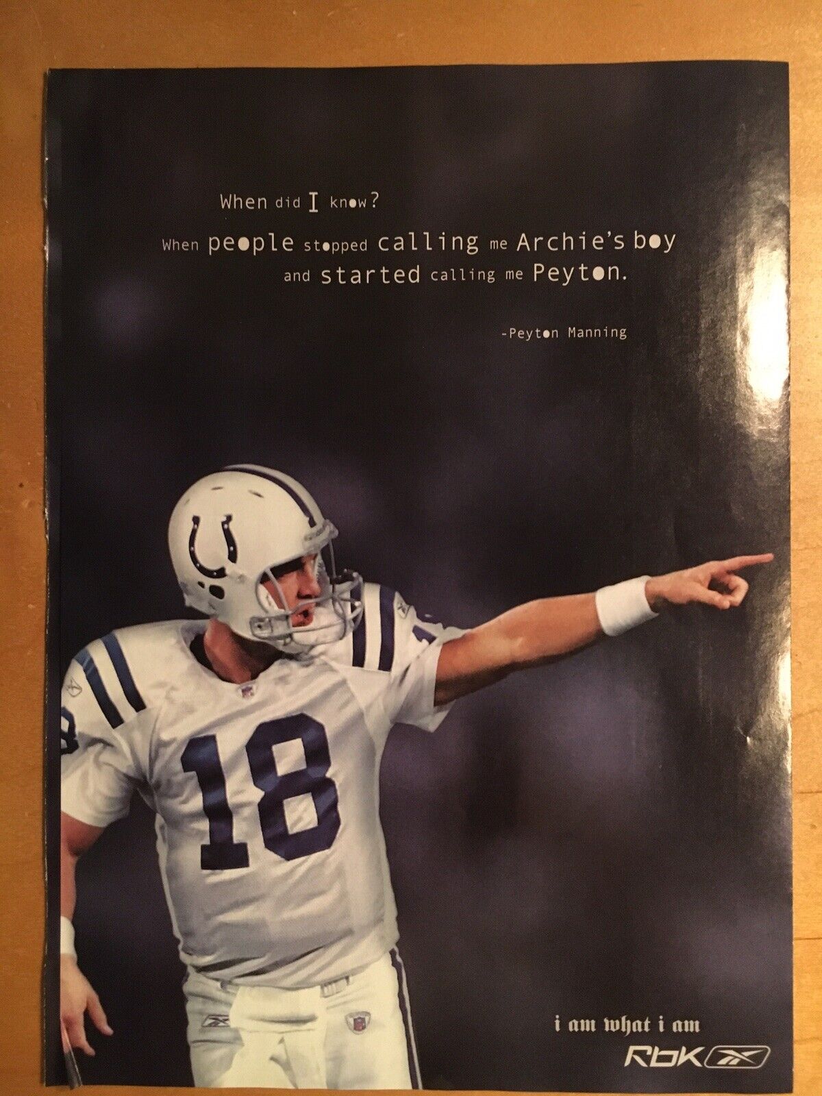 Peyton Manning Indianapolis Colts Reebok Poster 2006 Denver Broncos Tenn Vols